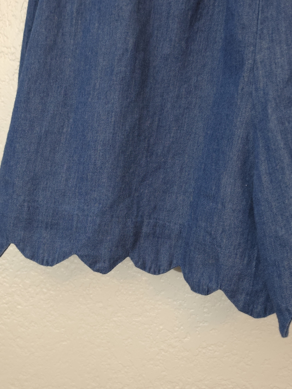 Aaron & Amber High Rise Scalloped Hem Tie-Belt Shorts Blue Womens Size Large - Picture 6 of 11